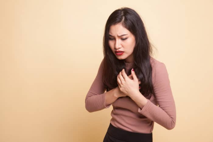 Acidic pH of the chest chest breath pain
