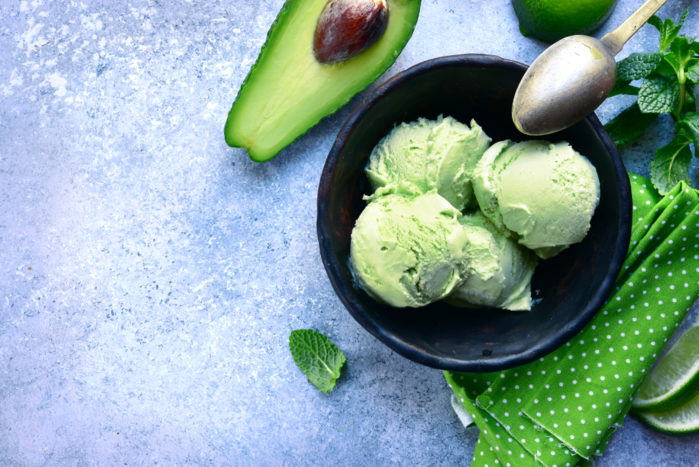 dessert menu of avocado ice cream