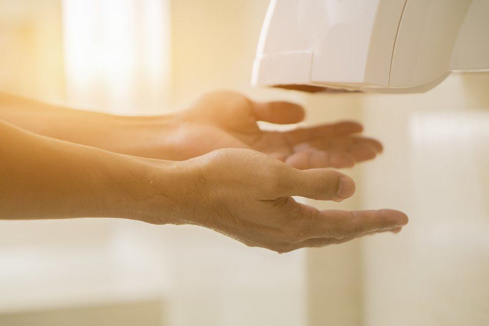Drying Hands With a Drying Machine Instead of Spreading More Germs